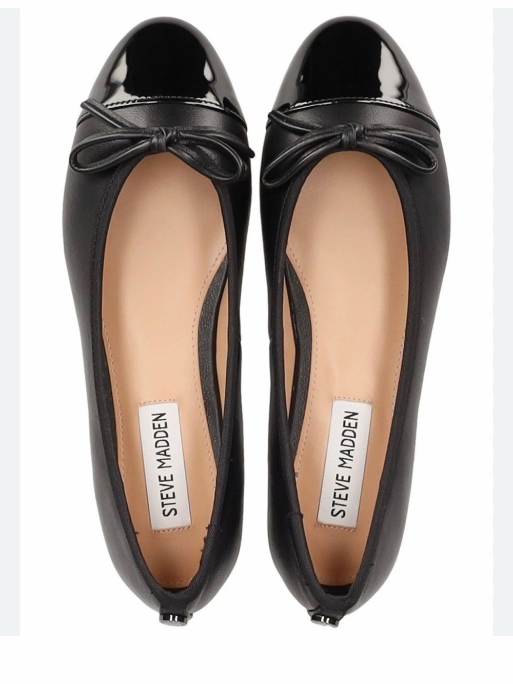 Steve Madden Black Patent Toe Bow Ballet Flats